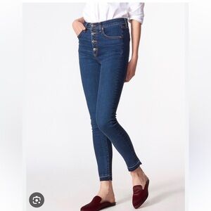 Veronica Beard 24 Debbie 10" Skinny High Rise Button Fly‎ Denim Ankle Crop Jeans